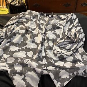 Lane Bryant Black and White Floral Blouse